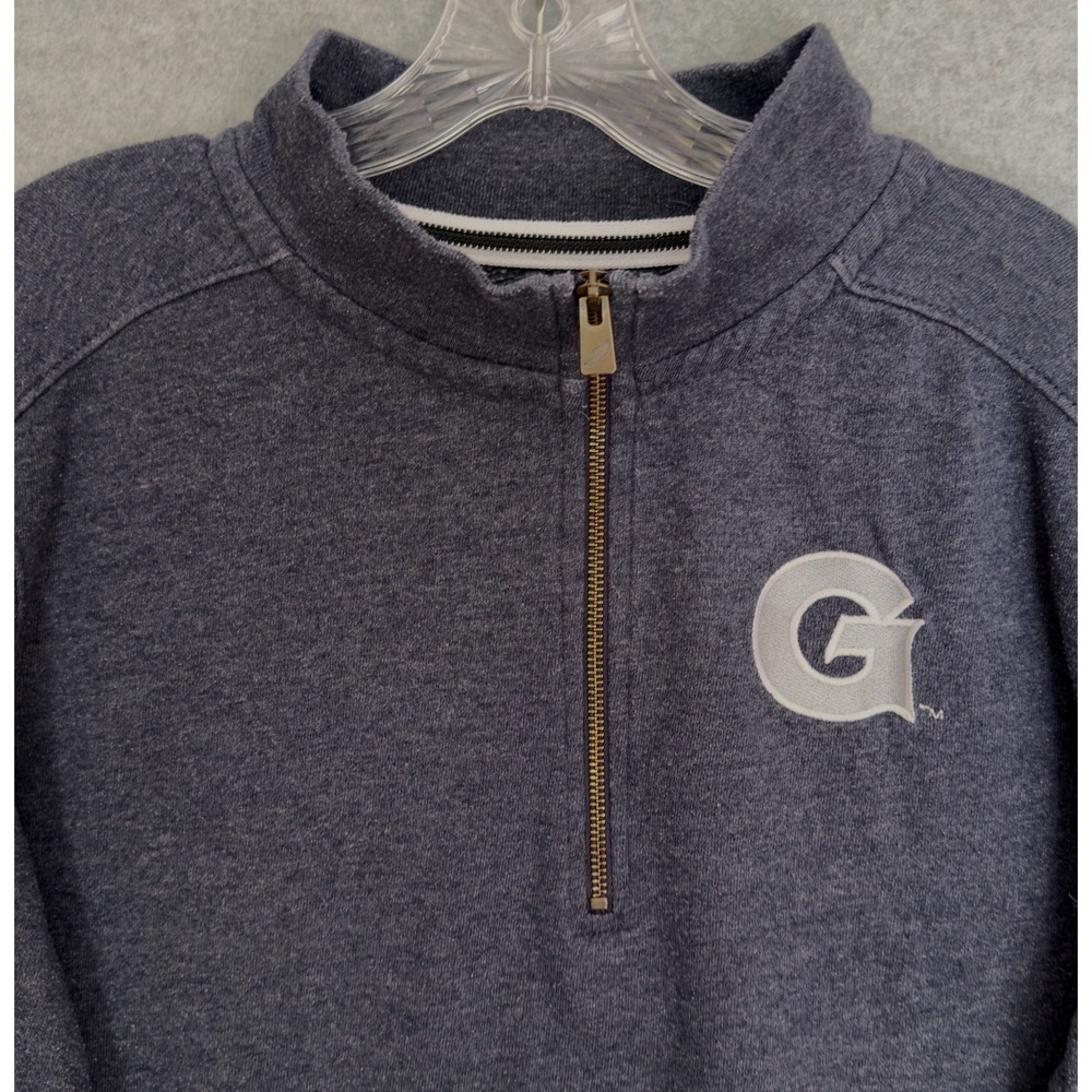 Georgetown Hoyas 1/4 Zip Sweater Mens Large Gray Fleece Pullover Stitched Logo